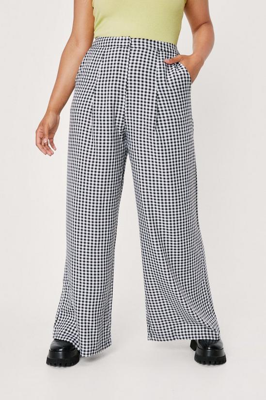 NastyGal Plus Size Check Print High Waisted Trousers 3