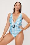 NastyGal Plus Size Tie Dye Belted Plunge Swimsuit thumbnail 2