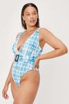 NastyGal Plus Size Tie Dye Belted Plunge Swimsuit thumbnail 3
