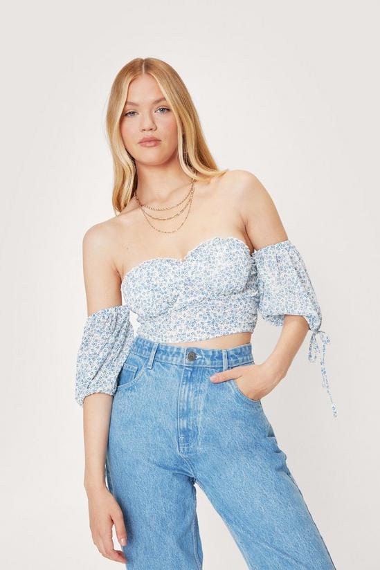 NastyGal Floral Off the Shoulder Cupped Blouse 3