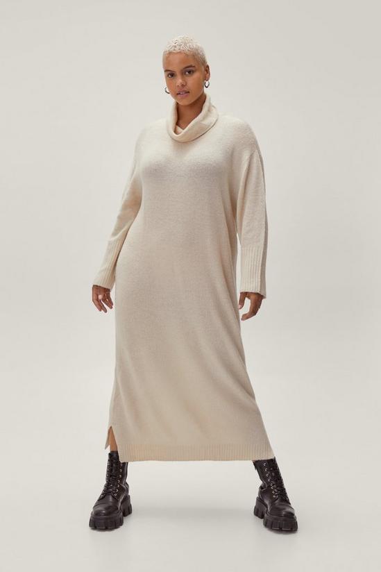 NastyGal Plus Size Roll Neck Midi Knitted Dress 3