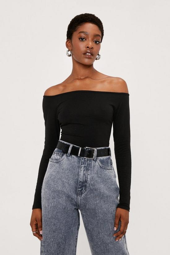 NastyGal Off the Shoulder Fitted Long Sleeve Top 1