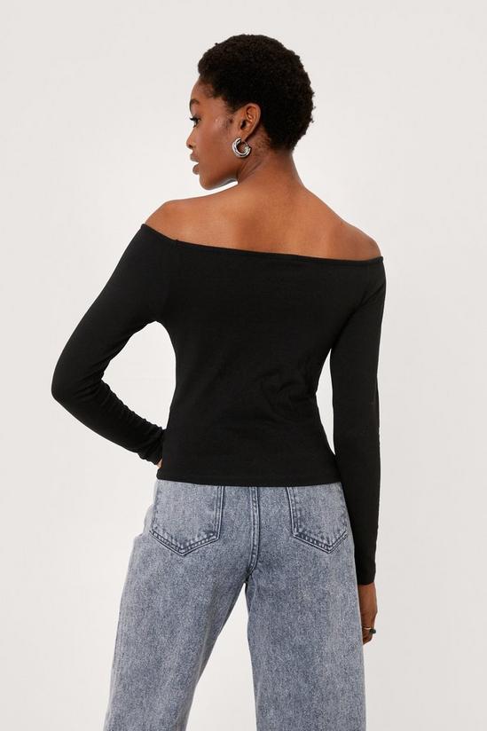 NastyGal Off the Shoulder Fitted Long Sleeve Top 4