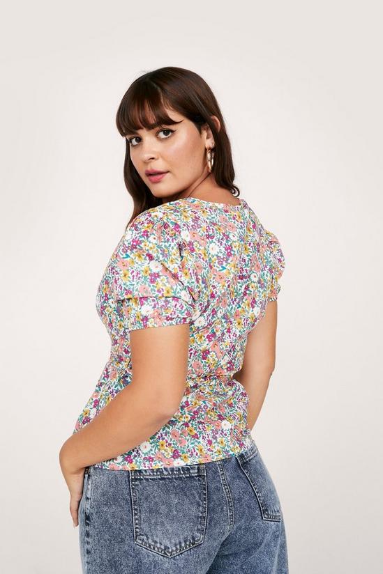 NastyGal Plus Size Floral Wrap Belted Top 4