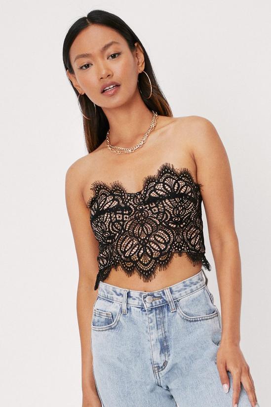 NastyGal Petite Strapless Lace Cropped Corset Top 1