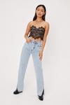 NastyGal Petite Strapless Lace Cropped Corset Top thumbnail 2
