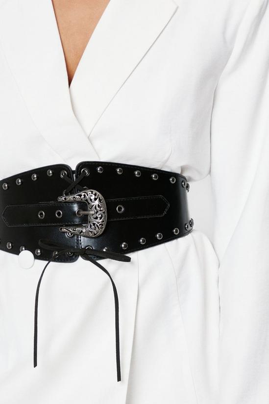 NastyGal Faux Leather Western Studded Waist Belt 2