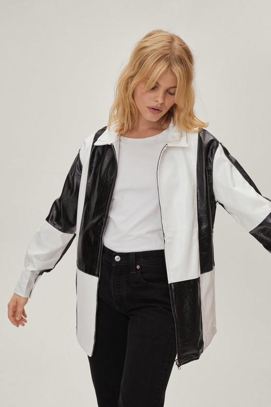 NastyGal Petite Mono Patchwork Faux Leather Shacket 1
