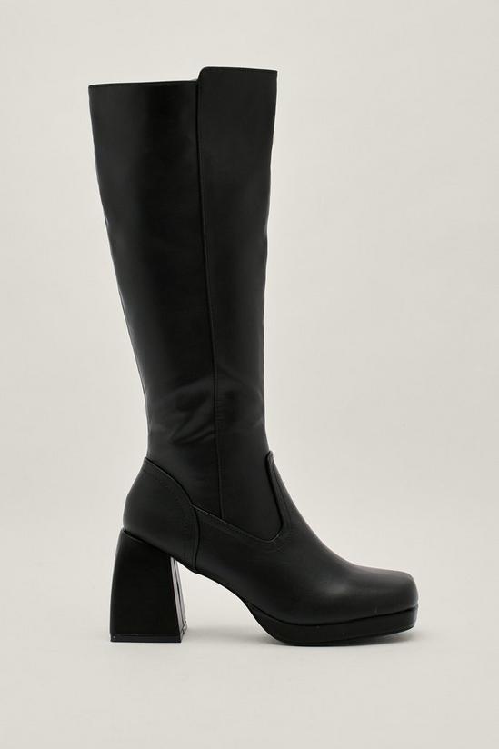 NastyGal Wide Fit Faux Leather Knee High Boots 1