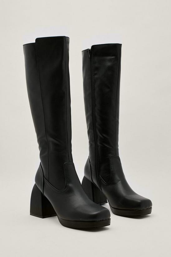 NastyGal Wide Fit Faux Leather Knee High Boots 2