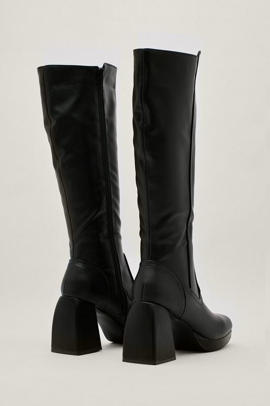 NastyGal Wide Fit Faux Leather Knee High Boots 3
