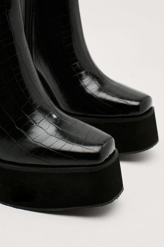 NastyGal Pu Croc Platform Flare Ankle Boots 4