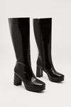 NastyGal Patent Croc Platform Knee High Boots thumbnail 1
