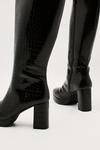NastyGal Patent Croc Platform Knee High Boots thumbnail 4