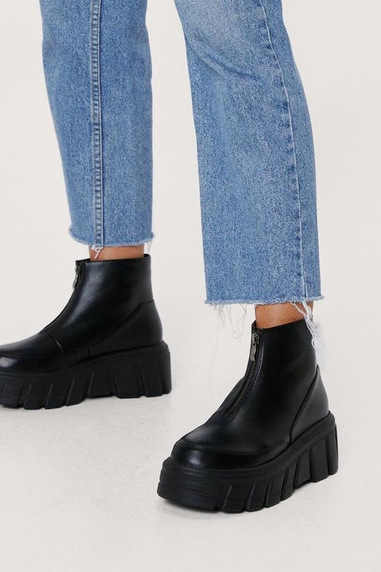 NastyGal Zip Front Chunky Cleated Sole Boots 1