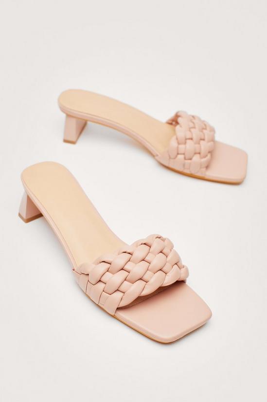NastyGal Braided Faux Leather Square Toe Kitten Heels 4