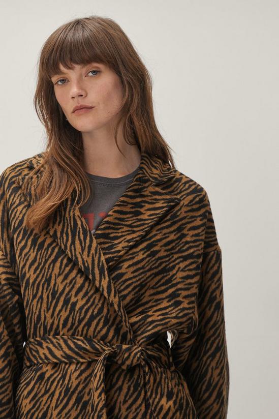 NastyGal Tiger Wool Look Belted Coat 2