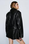 NastyGal Real Leather Zip Detail Longline Belted Jacket thumbnail 4