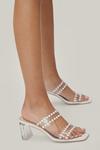 NastyGal Faux Leather Pearl Detail Heeled Mules thumbnail 1