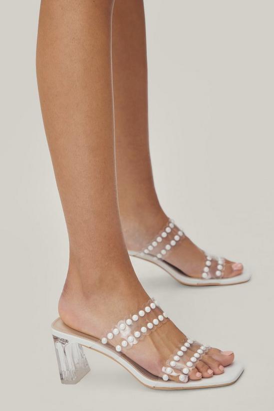NastyGal Faux Leather Pearl Detail Heeled Mules 1