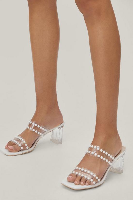 NastyGal Faux Leather Pearl Detail Heeled Mules 2