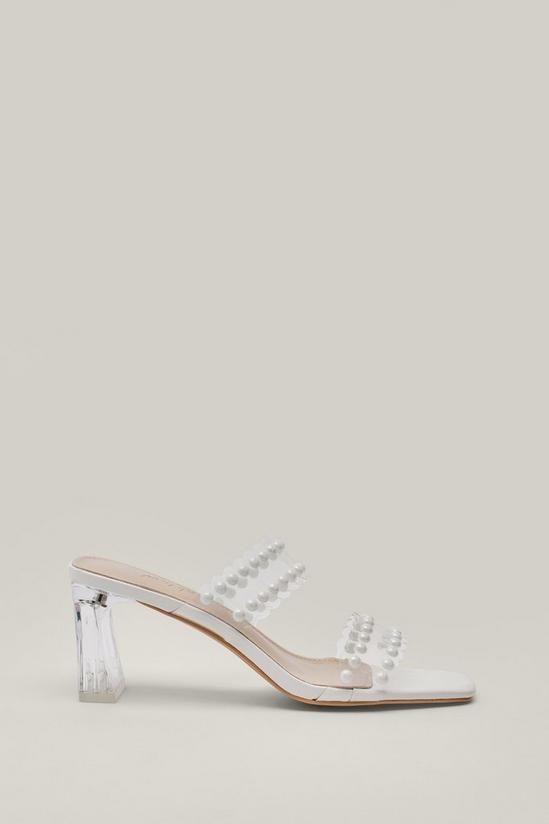 NastyGal Faux Leather Pearl Detail Heeled Mules 3
