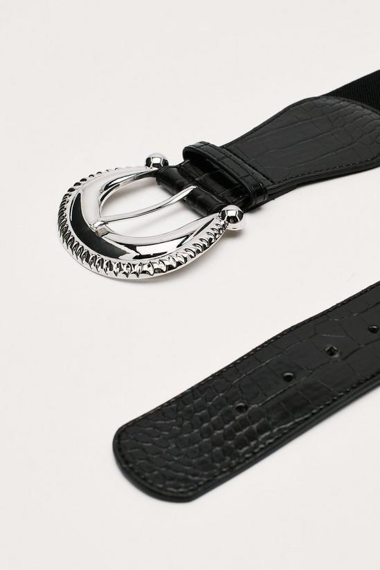 NastyGal Faux Leather Croc Oversized Buckle Belt 4