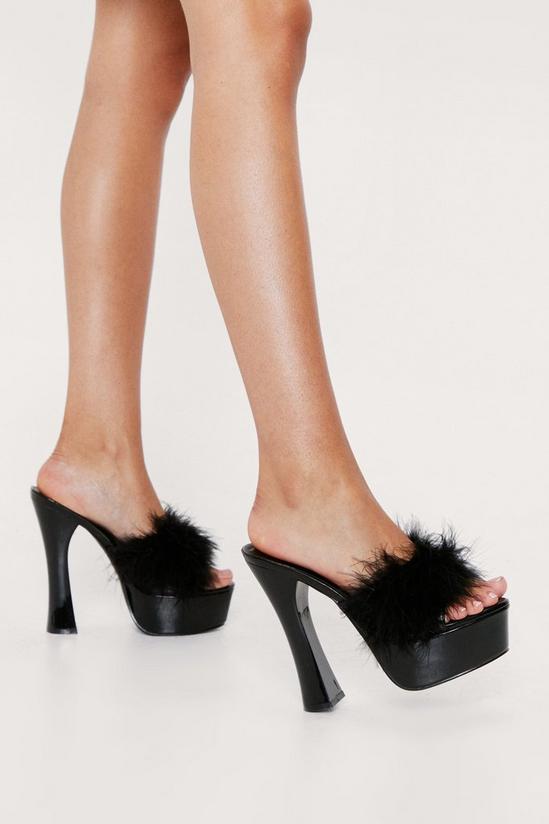 NastyGal Patent Faux Leather Feather Platform Mules 1