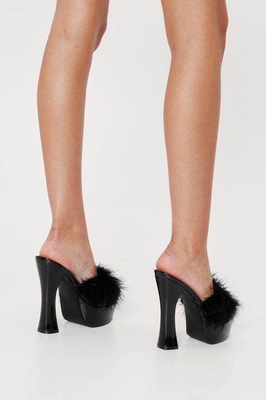 NastyGal Patent Faux Leather Feather Platform Mules 2