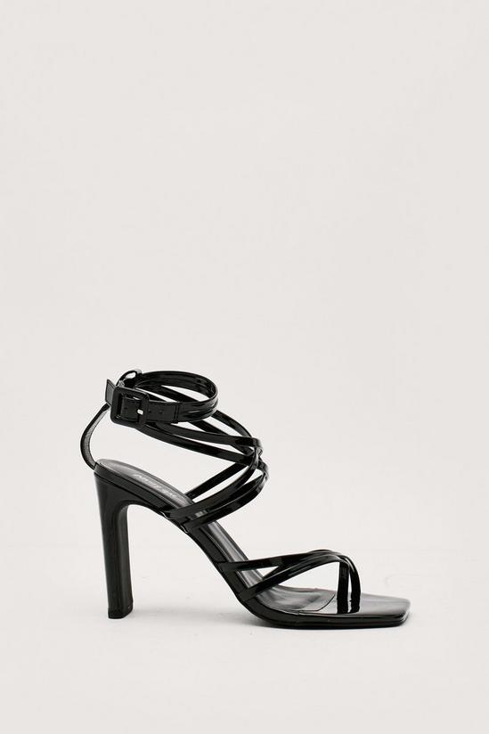 NastyGal Patent Faux Leather Strappy Block Heels 3