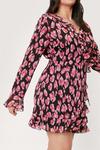 NastyGal Plus Size Pink Animal Print Ruffle Wrap Dress thumbnail 2