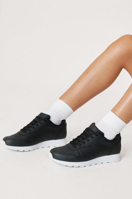 NastyGal Faux Leather Lace Up Contrasting Sneakers 1
