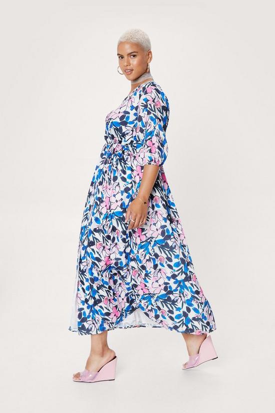 NastyGal Plus Size Floral Satin Wrap Maxi Dress 3