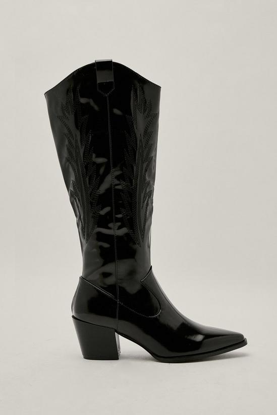 NastyGal Faux Leather Knee High Cowboy Boots 2