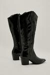NastyGal Faux Leather Knee High Cowboy Boots thumbnail 3