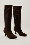 NastyGal Faux Suede Pointed Knee High Boots thumbnail 1