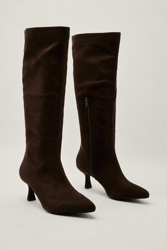 NastyGal Faux Suede Pointed Knee High Boots 1
