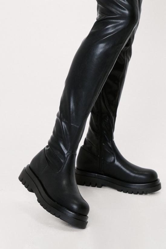 NastyGal Stretch Faux Leather Over The Knee Boots 3