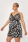 NastyGal Plus Size Lace Trim Satin Wrap Mini Dress thumbnail 3