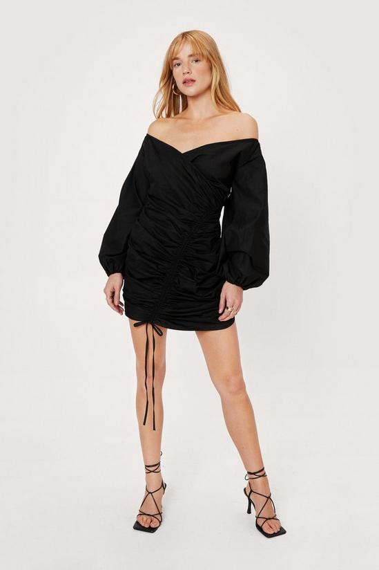 NastyGal Petite Off the Shoulder Ruched Front Mini Dress 2