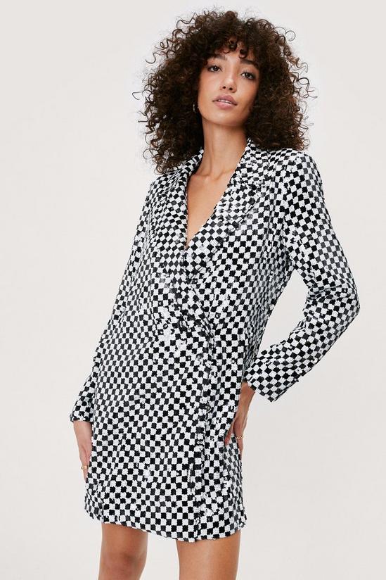 NastyGal Checkerboard Sequin Blazer Dress 1