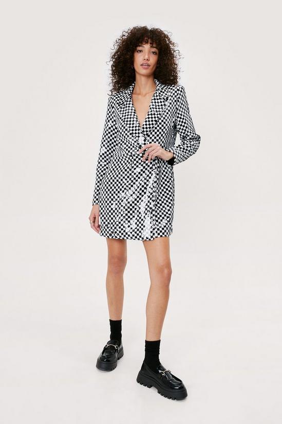 NastyGal Checkerboard Sequin Blazer Dress 2