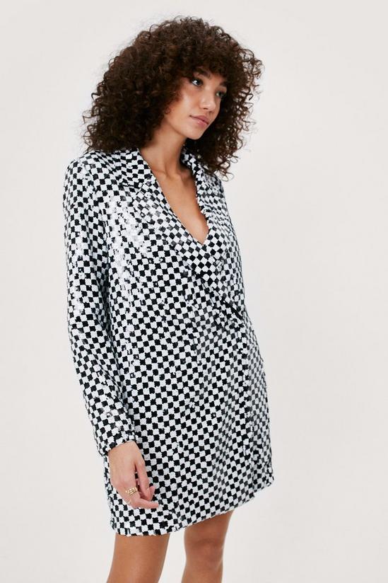 NastyGal Checkerboard Sequin Blazer Dress 3