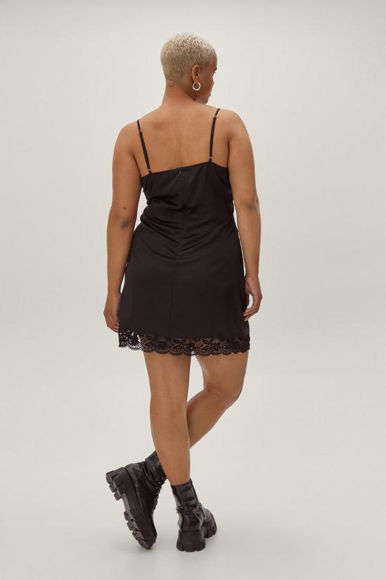 NastyGal Plus Size Lace Trim Satin Slip Dress 4
