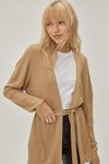 NastyGal Ribbed Knitted Belted Longline Cardigan thumbnail 1
