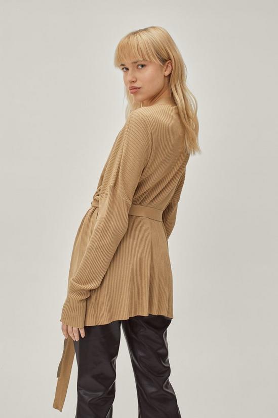 NastyGal Ribbed Knitted Belted Longline Cardigan 4