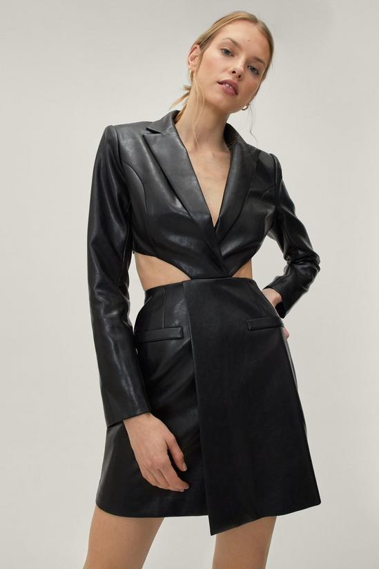 NastyGal Faux Leather Cut Out Blazer Mini Dress 3