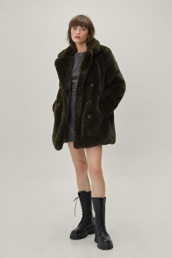 NastyGal Faux Fur Double Breasted Coat 2