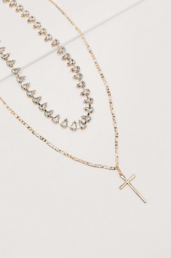 NastyGal Cross Cupstone Double Layered Necklace 1