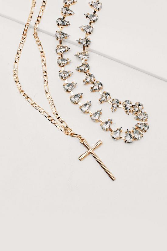NastyGal Cross Cupstone Double Layered Necklace 2